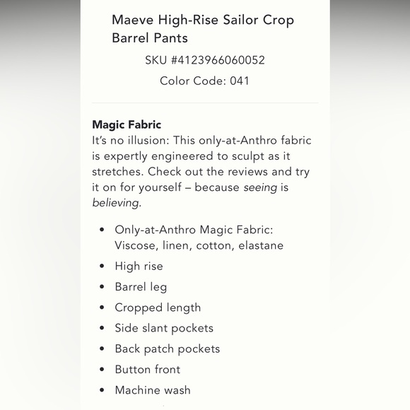 NWT Maeve High-Rise Sailor Crop Barrel Pants - Picture 5 of 6